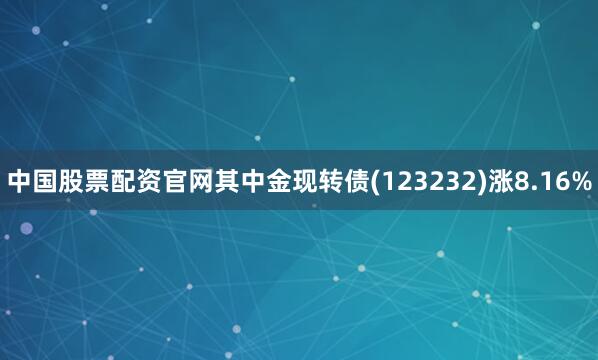 中国股票配资官网其中金现转债(123232)涨8.16%